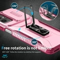 thumbnail image 5 of Phone Case for Motorola Moto G Power 2023 with Sliding Camera Cover, with 360° + 100° Free Rotation Metal Finger Ring Bracket, Fit Magnet Car Mount, 2 In 1 Cover for Moto G Power 2023, Pink, 5 of 8
