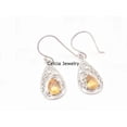 thumbnail image 2 of Solid 925 Sterling Silver Dangle Teardrop Earrings For Women, Natural Citrine Faceted Pear Gemstone Unique November Birthstone Earrings, 2 of 4