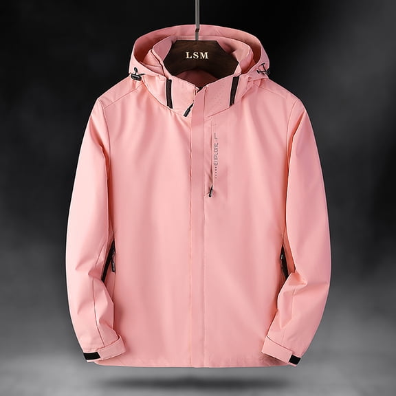 Hueook Rain Coats for Women Detachable Travel Detachable and Windproof Thick Three-in-one Jacket Outdoor Sports Warm Jacket Pink L