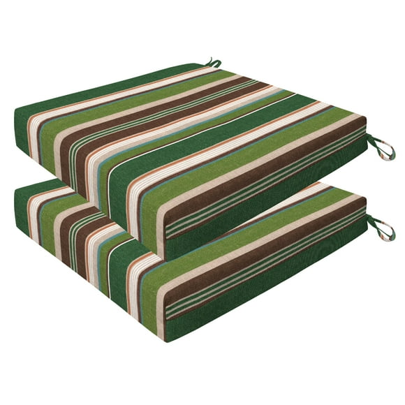 Honeycomb Outdoor Cushion Set 20"" x 20"", Stripe Pine Green Dining Patio Cushions