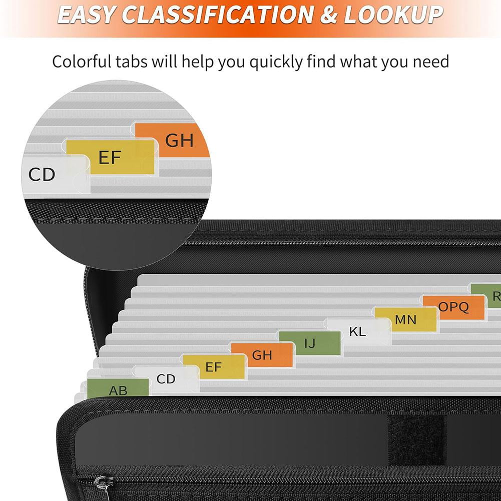 QHUDLV Important Document Organizer Folio Accordion File Organizer Expanding File Folder Zipper Labels Office with for Business