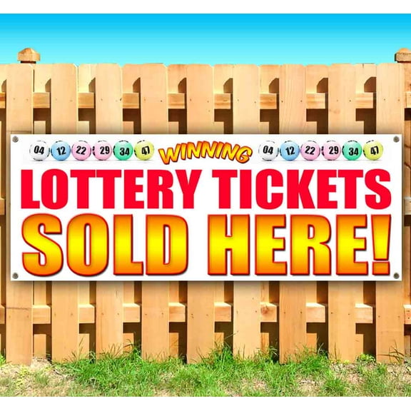 Lottery Tickets Sold Here 13 oz Vinyl Banner With Metal Grommets