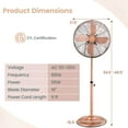 thumbnail image 3 of Costway 16" Standing Pedestal Fan with 3 Speed Settings Carrying Handle Aluminum Blades Copper, 3 of 10