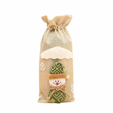 

NN Bottle Wine Santa Decoratio Bag Christmas Champagne Bottle Gift Decoration Home Decor Crystal String Lights