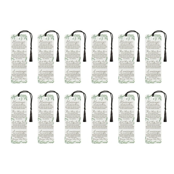 Marriage Takes Three Green Foliage 6 x 2 Cardstock Bookmark Multipack with Tassel of 12