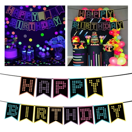 

YIJIAKEJILSL Light Bulbs for in The Dark String Lights Glow Lights for Party Happy Birthday Light up Sign in The Dark Lights for Room Light Bulb Cord Light Tapestry Neon Party Set Rave Decorations