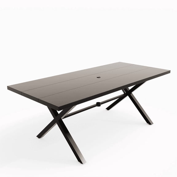ALAULM Dining Table for 6 People, 78.7-Inch Rectangular Metal Dining Table, Modern Dining Table with Heavy Duty Metal Legs for Patio (Black)