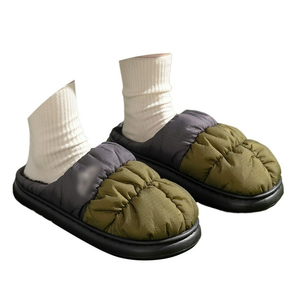 Slippers for Women,Winter Indoor Outdoor Lined Slippers With Thick Sole For Warmth And Comfort,Womens Slippers,Army Green,44