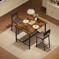 thumbnail image 4 of GAOMON 3-Piece Counter Height Dining Table Set for 2 with Footrest & Corner Protectors, Kitchen Table and 2 Upholstered Bar Stools, Rustic Brown, 4 of 8