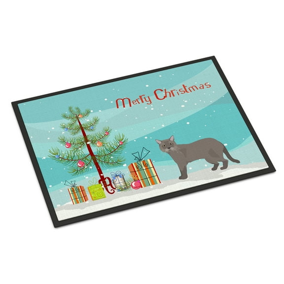 European Burmese Cat Merry Christmas Door Mat