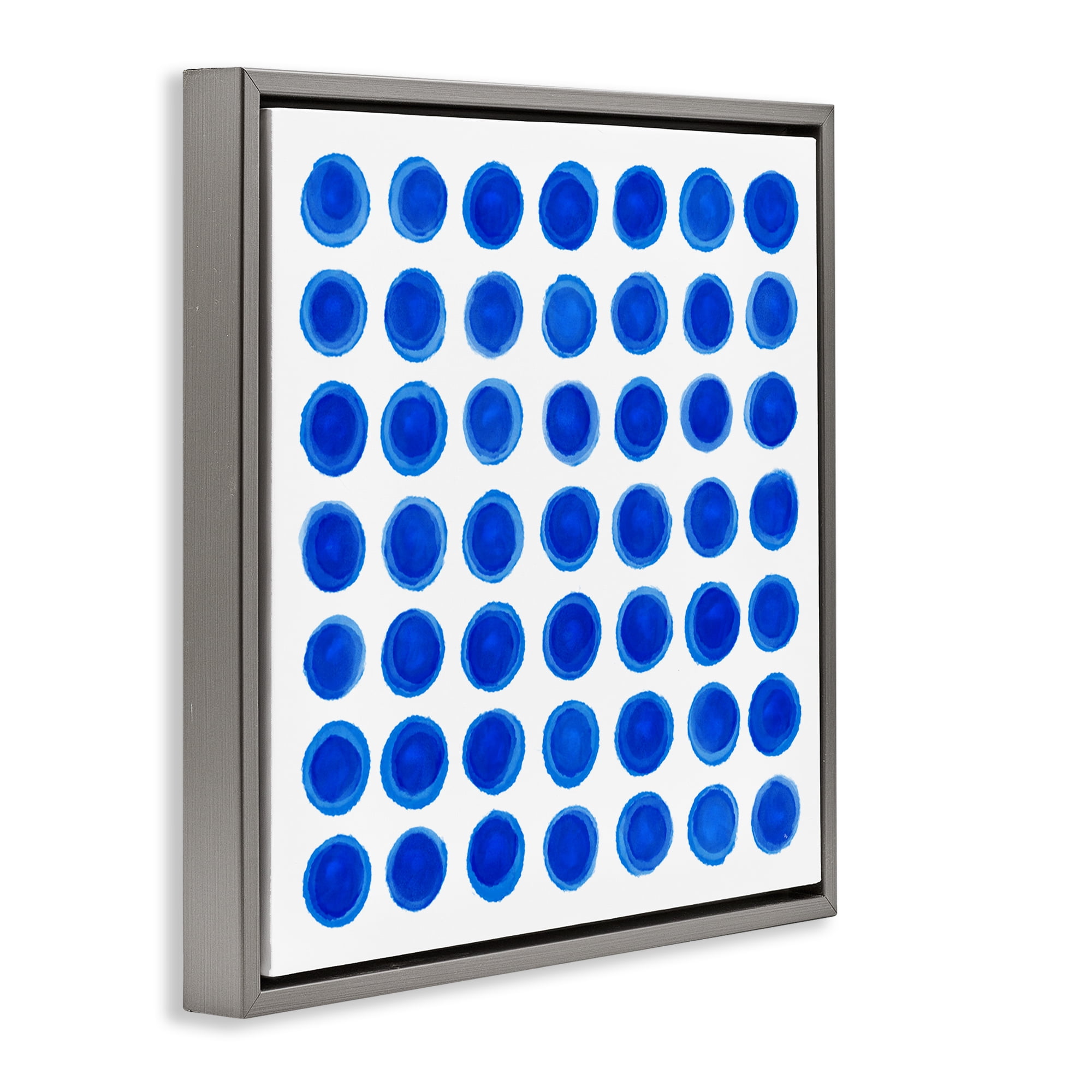Stupell Industries Blue Dots Uniform Pattern Gray Framed Floater Canvas Wall Art, design by Martina Pavlova