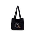 thumbnail image 1 of Simple Soft Bear Print Coin Purse Travel Ladies Phone Pouch Corduroy Handbag Casual Tote Shoulder Bags Cartoon Shopping Bags BLACK, 1 of 8