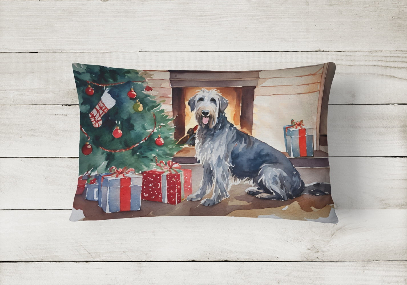 Irish Wolfhound Cozy Christmas Throw Pillow 12 in x 16 in