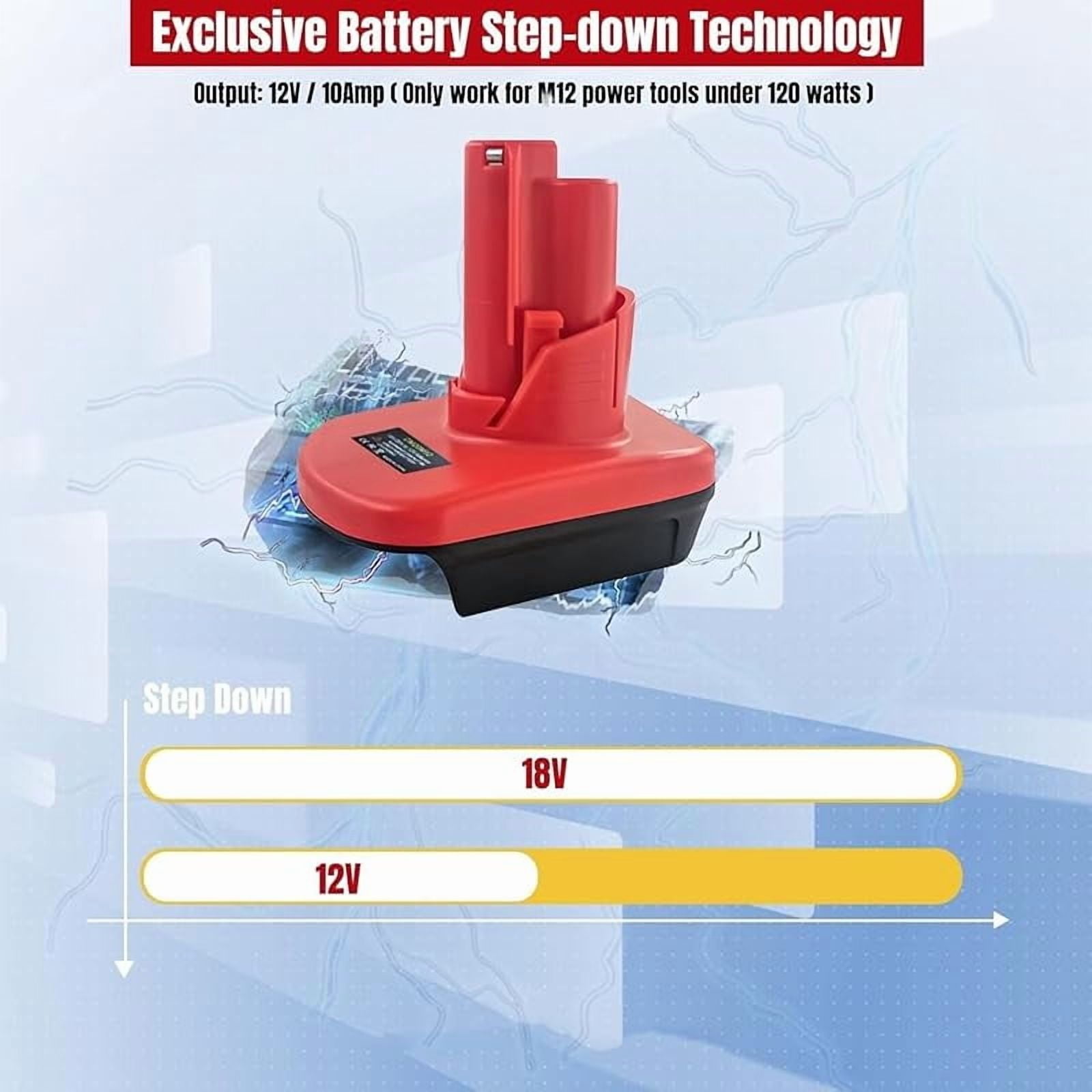 Battery Adapter for Mil*wau*kee 12V, for De*Walt 20V & for Mil*wau*kee M18 18V Li-on Battery Convert to for Mil*wau*kee M12 12V Battery, for Mil*wau*kee M12 12V Power Tool