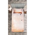 thumbnail image 3 of Ambesonne Fantasy Quilted Bedspread Set 2 Pcs, Butterflies Trees Sky, Twin Size, Pale Pink Orange, 3 of 3