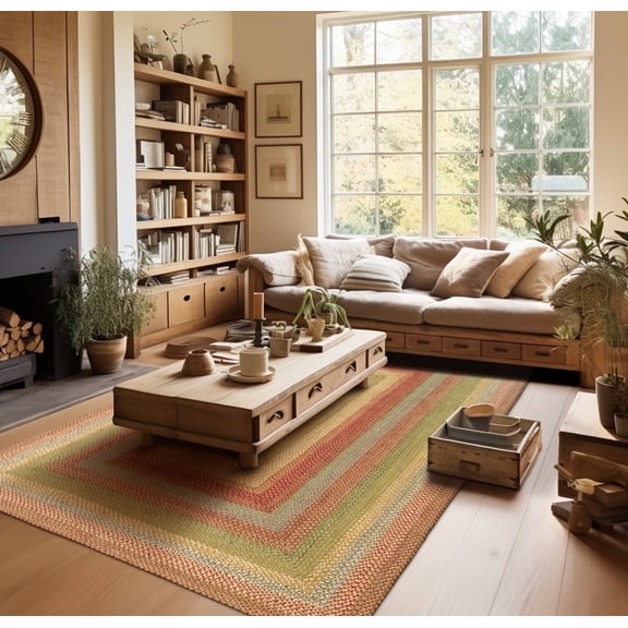 Homespice Azalea Jute Multi Color Braided 8x10 Rug for Living Room, Bedroom Rug and Dining Room. Pet Friendly. Decor Styles- Farmhouse Rug, Rustic, Vintage, Cottage, Primitive, Country, Boho Rug