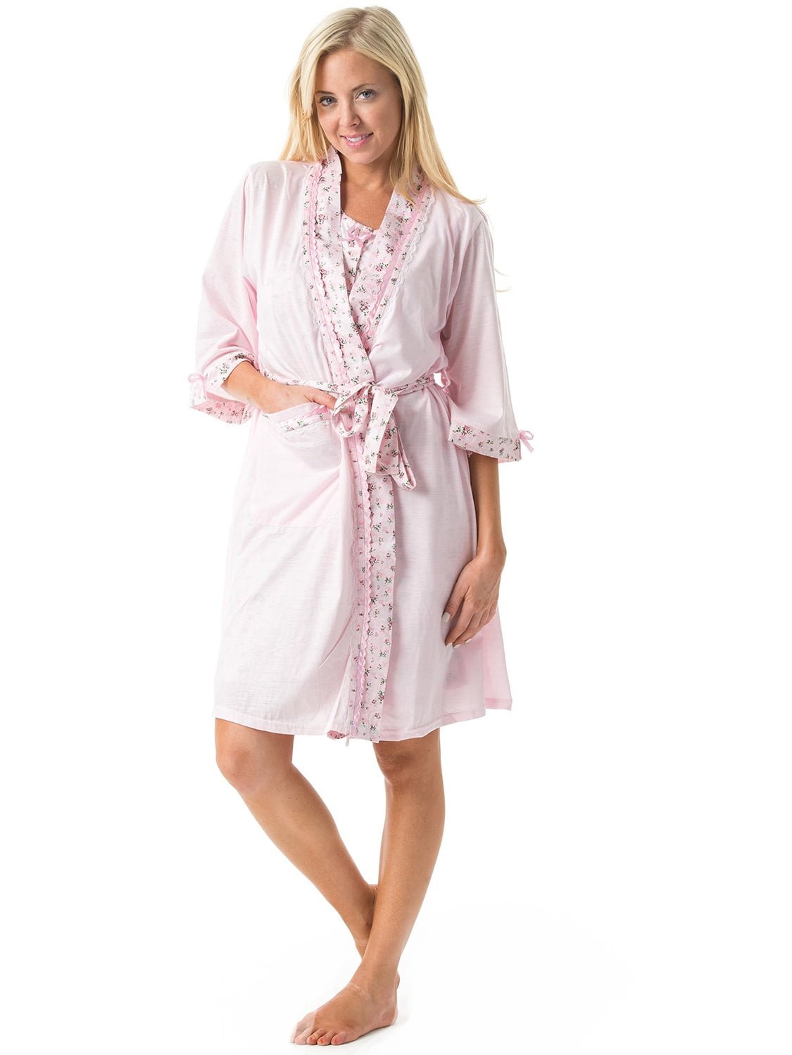 Casual Nights Women's Sleepwear 2 Piece Nightgown and Robe Set - Pink ...