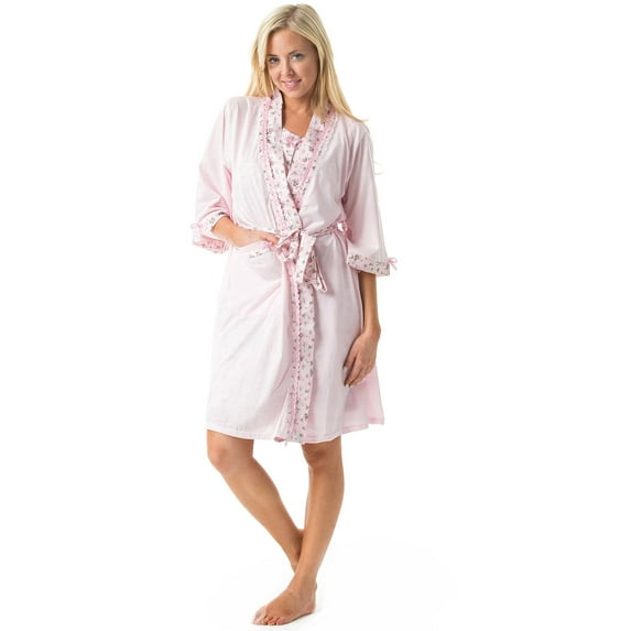 Casual Nights Women's Sleepwear 2 Piece Nightgown and Robe Set - Pink