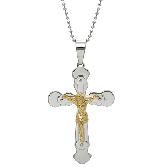 My Bible Crucifix Cross Necklace in Gold IP Stainless Steel for Men