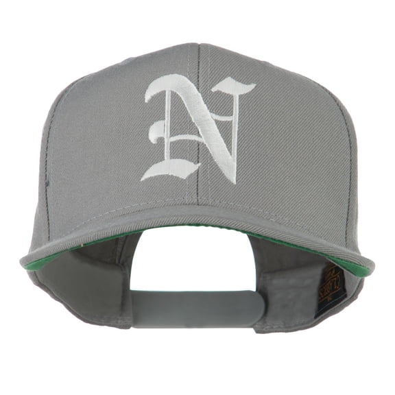 Old English N Embroidered Flat Bill Cap - Silver OSFM