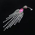 thumbnail image 2 of Trayknick Tassels Navel Belly Button Bar Barbell Rings Rhinestone Body Piercing Jewelry Pink, 2 of 9