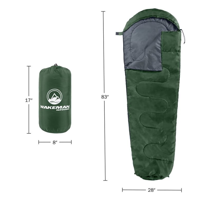 Wakeman Outdoors Cold Weather Mummy Sleeping Bag Rated to 10°F