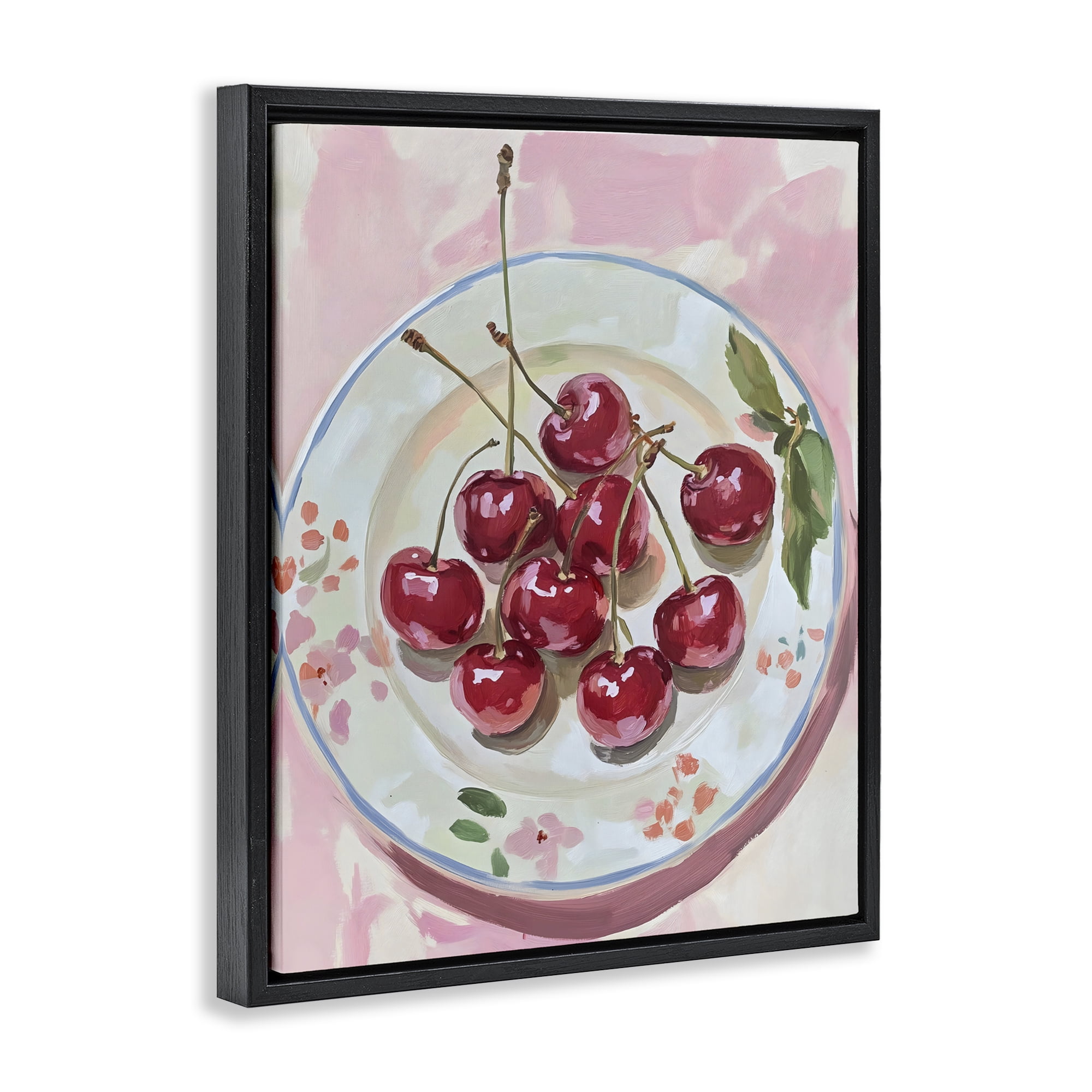 Stupell Industries Plate of Summer Cherries Black Framed Floater Canvas Wall Art, design by The Prints Vibe