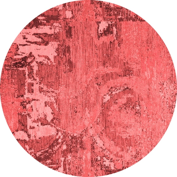 Ahgly Company Indoor Round Abstract Red Modern Area Rugs, 4' Round