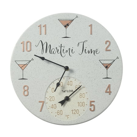 Taylor 14-inch Martini Time Clock with Thermometer
