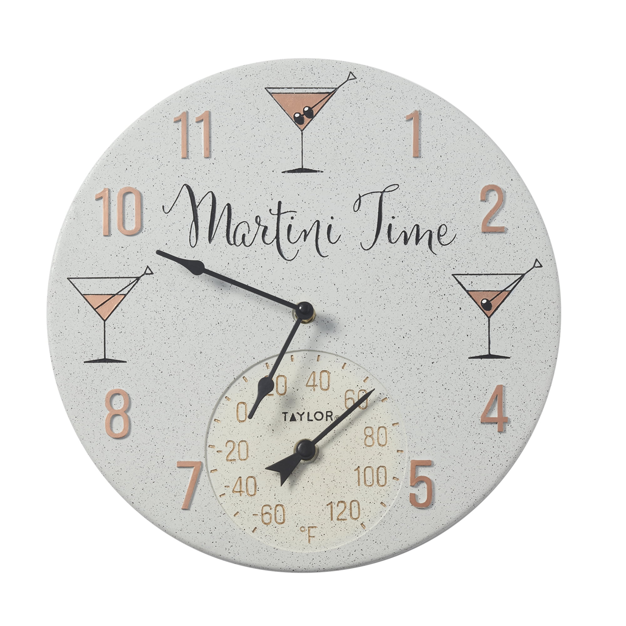 Taylor 14-inch Martini Time Clock with Thermometer