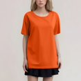 thumbnail image 2 of T-shirt Mode Femme Col Rond Grande Taille Manches Courtes Couleur Unie avec Tissu Doux et Respirant, 2 of 5