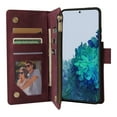 thumbnail image 4 of Cowithday Phone Case for Samsung Galaxy S21 Ultra, Galaxy S21 Ultra Wallet Case with Zipper for Women Men, PU Leather Magnetic Flip Kickstand Closure Wrist Strap Zipper Card Holder Cases, Winered, 4 of 8