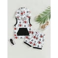 thumbnail image 2 of Bagilaanoe 2pcs Toddler Baby Boy Short Pants Set Print Sleeveless Hooded Tank Tops + Shorts 6M 12M 18M 24M 3T Kids Casual Summer Outfits, 2 of 8