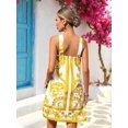 thumbnail image 2 of Yellow Womens Halter Neck Allover Baroque Print A-Line Mini Sundress For Summer Beach Vacation & Casual Outing, 2 of 7