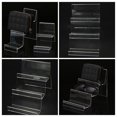 thumbnail image 4 of 3 Tier Clear Acrylic Wallet Display Stand Organizer Shelf Ladder Riser for Small Handbags, Wallets, Glasses, and Card Holder Rack, 4 of 6