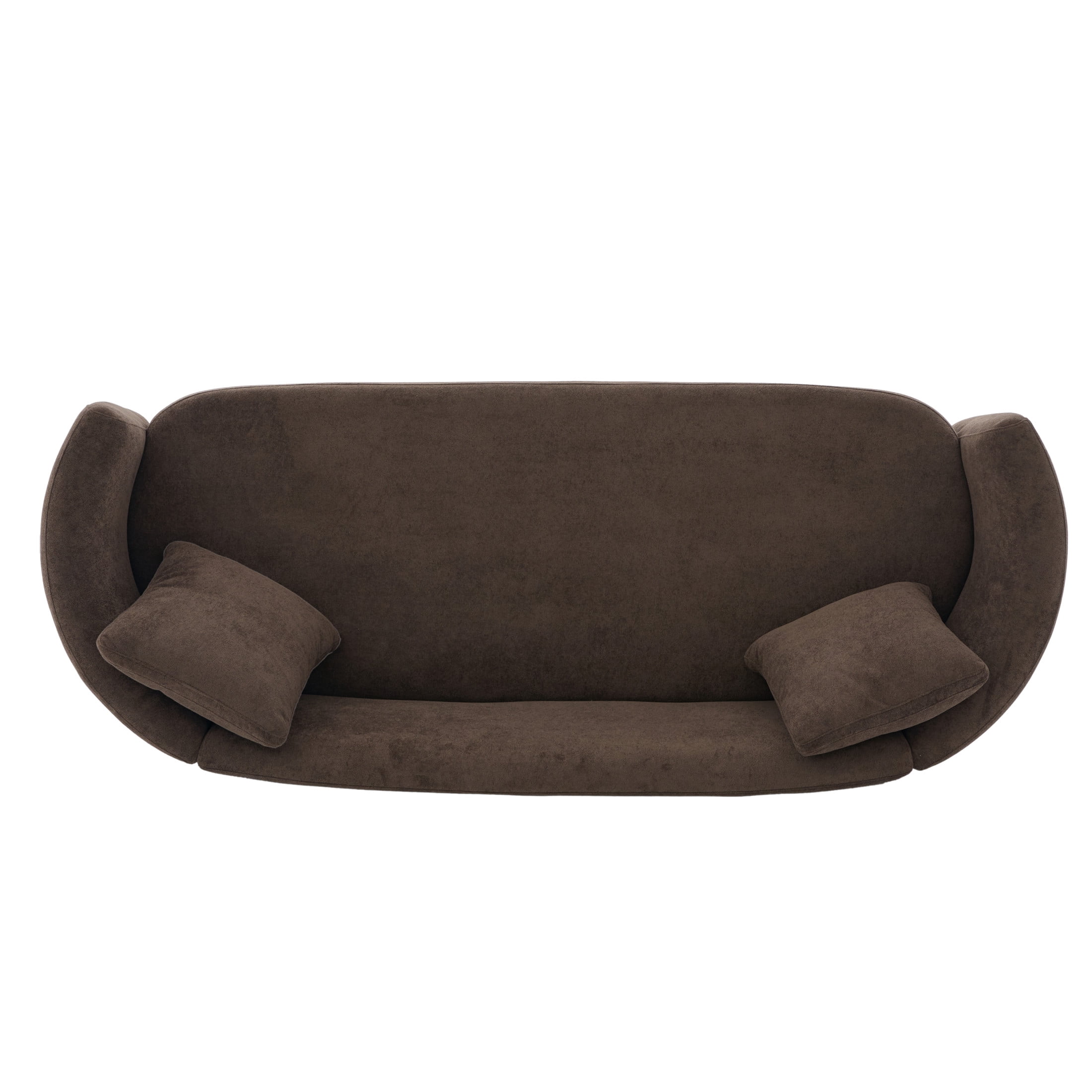 Christopher Knight Home 81" Curved Velvet Sofa with Wood Frame, Modern 3-Seater Couch, Dark Brown