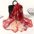 thumbnail image 3 of Lightweight Scarves, Duoif 160*50Cm Women Flower Print Long Soft Wrap Scarf Simulation Silk Shawl Scarves Scarf for Women Red, 3 of 4