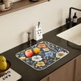 thumbnail image 5 of Yayeee Dish Drying Mat for Kitchen Counter 18" x 24" Microfiber Super Absorbent Coffee Decorative Pad, Navy Floral Pattern, 5 of 9
