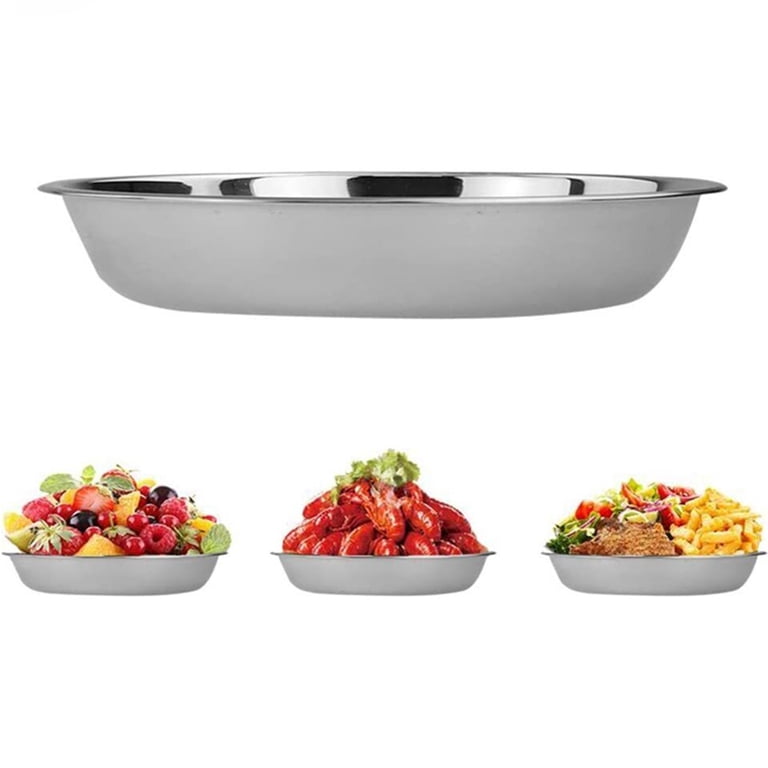 12 Piece Durable Round Stainless Steel Dinner Plates Dinner