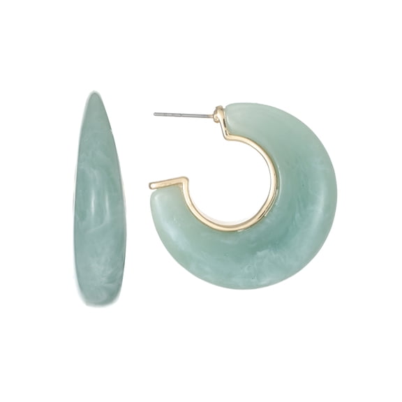 Time and Tru Light Green Hoop Statement Earrings