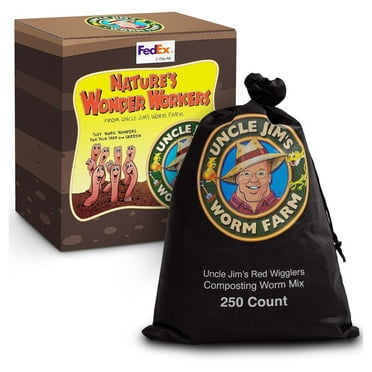 250 Count Red Wiggler Composting Worms Mix for Garden Soil or Fishing | Starter Pack of Compost Worms Improves Soil Structure and Quality for Healthier Gardens