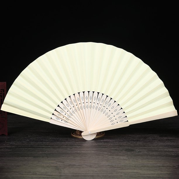 Abanico plegable en blanco de 7 pulgadas, abanico de papel para pintar para niños, abanico de color blanco, materiales creativos hechos a mano para bricolaje en jardín de infantes