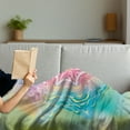 thumbnail image 3 of Mandala Soft Flannel Fleece Throw Blanket, Psychedelic Liquid Design Digital Floral in Soft Colors Illustration, Cozy Plush for Indoor and Outdoor Use, 60" x 80", Blue Pink, by Ambesonne, 3 of 5