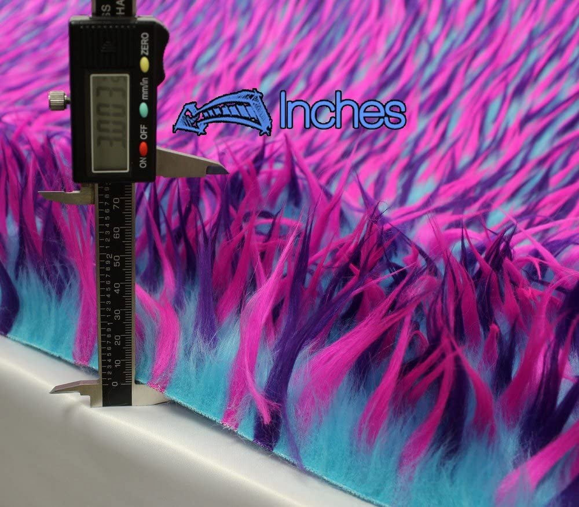 3 Tone Spike Faux / Fake Fur TURQUOISE PINK PURPLE Fabric/ 60" Wide / Sold by the yard