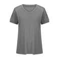 thumbnail image 6 of cfhntfmh T Shirts for Women V Neck Dressy Casual Blouses Pleated Short Sleeve Summer Tops Loose Fit Basic Clothes, 6 of 6