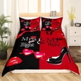 thumbnail image 3 of Yibo Red Black White Creative Valentine Day Duvet Cover - Premium Polyester Duvet Cover with Zipper Closure, 3 Piece Set, Includes 1 Duvet Cover and 2 Pillow Cases, No Comforter, 3 of 6