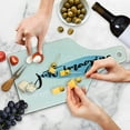 thumbnail image 4 of Inspirational Cutting Board, Words Just Imagine on Watercolor Effect Drop for Work Office Home, Tempered Glass Cutting and Serving Board, Wine Bottle Shape, Blue Black and White, by Ambesonne, 4 of 5