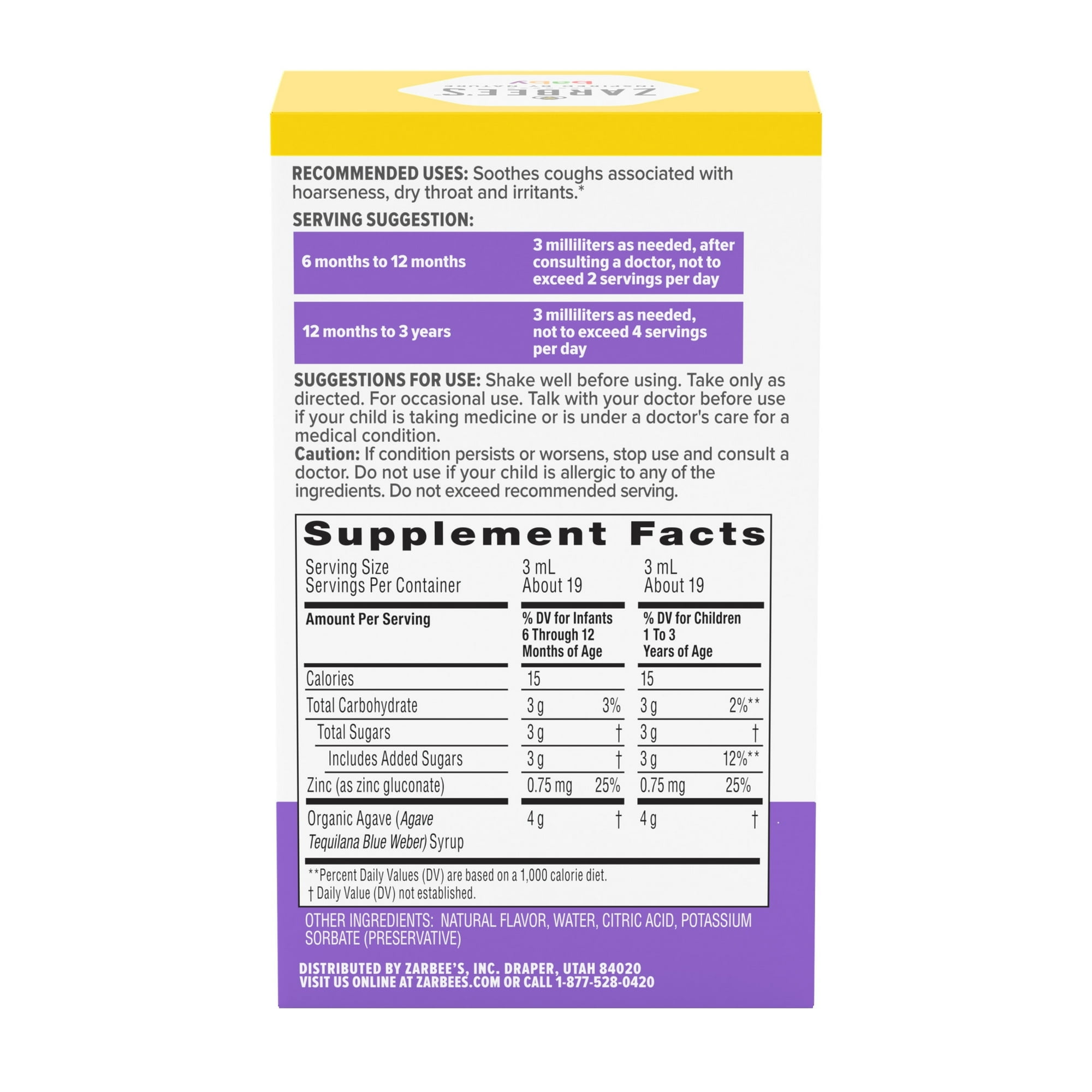 Zarbee's® Baby Agave Cough Syrup & Baby Vitamin D Supplement Bundle