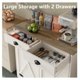 thumbnail image 3 of Farmhouse Trash Can Cabinet, Double Tilt Out Trash Bin Cabinet with Barn Doors & Hideaway Drawers for Kitchen, Antique White, 3 of 6