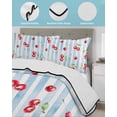 thumbnail image 4 of Cherry Farmhouse Twin Size Down Alternative Comforter, Lightweight Comforter Quilt Bedding Set with Pillow Shams Spring Summer Fruit Blue Striped All Seasons Bed Comforter Duvet Insert 68"x86", 4 of 7